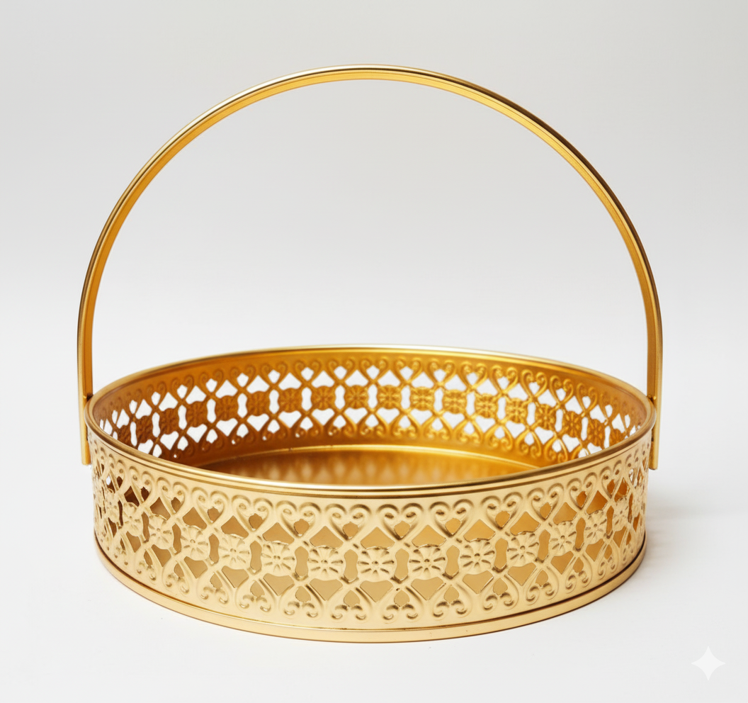 Golden Aura Round Hamper Basket