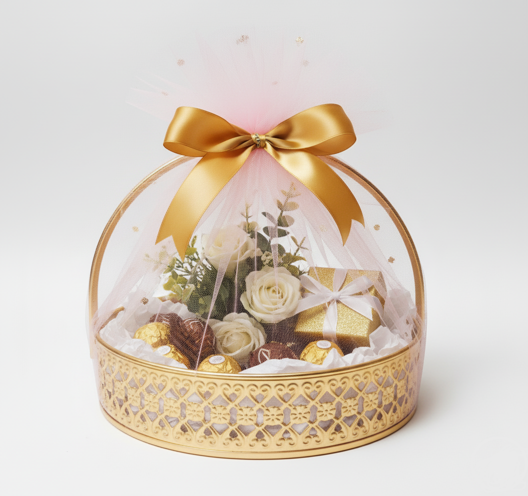 Golden Aura Round Hamper Basket