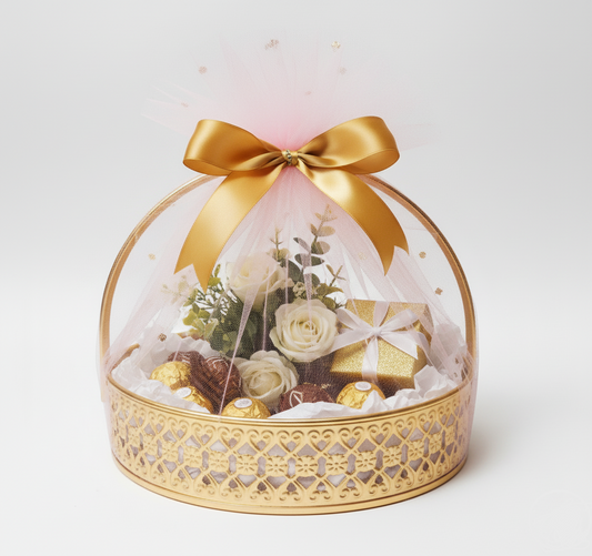 Golden Aura Round Hamper Basket